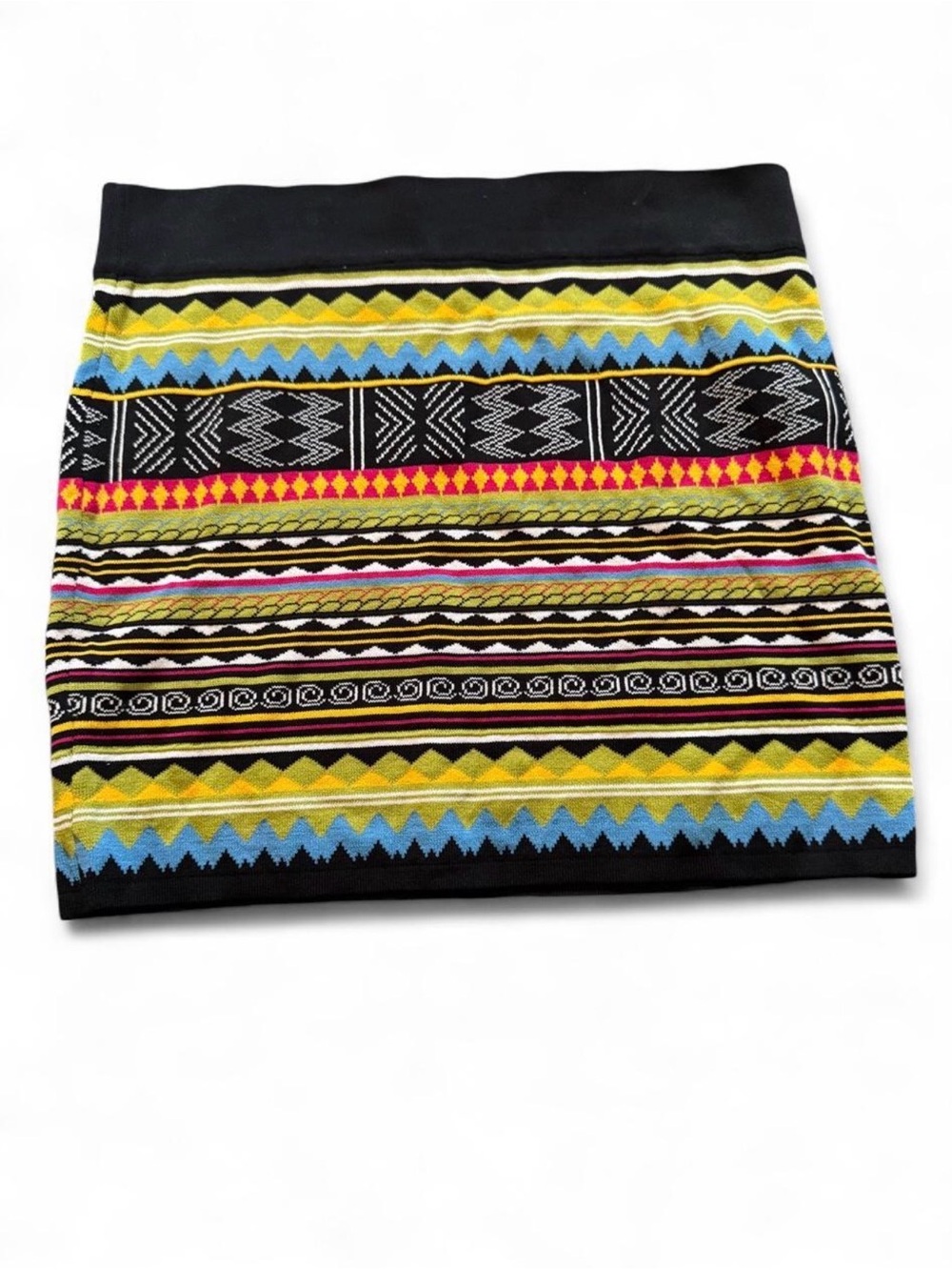 Patterned Mini Skirt in Black and Multi Color
